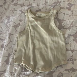 Cute pastel yellow ribbed crop top